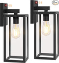 BesLowe Upgraded Motion Sensor Outdoor Wall Lights, 15” Dusk to Dawn Porch Lights Outdoor Wall Sconce Lanterns, 3 Lighting Modes Exterior Lighting Fixtures, Black Outside Lights for House, 2-Pack