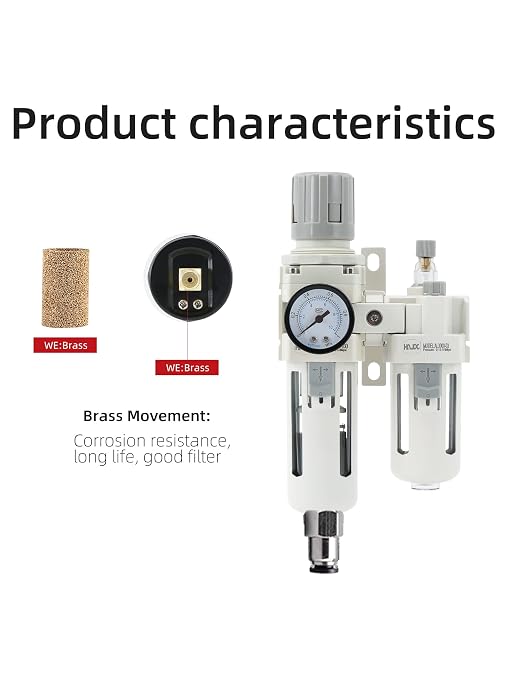 3/8" PT Compressed Air Filter Regulator Lubricator Combo Water/Oil Trap - Image 3
