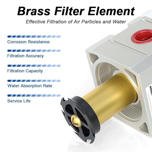 AIRZOE 1/4" NPT Compressed Air Filter Regulator Lubricator Combo, Air - Image 5