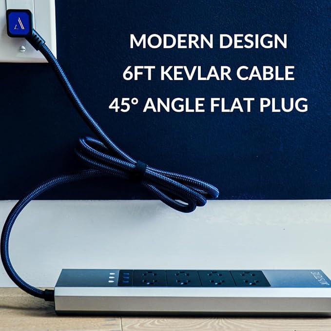 Austere VII Series, 6 Outlet Surge Protector Power Strip, 4000 Joules, Isolated EMI/RFI Filtering, 1 USB-C 45W Fast Charger, 2 USB-C and 2 USB-A 2.4 amp Ports, 7 Year Component Guarantee