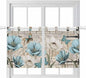 Teal Blue Tulips Kitchen Curtains 24 Inch Length, Small Window Curtains Tab Top by Unknown