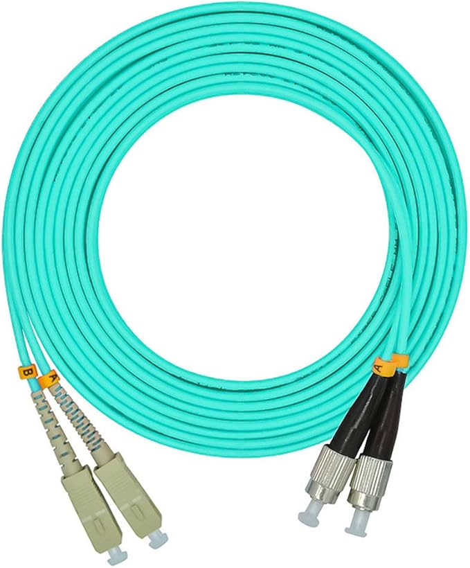 Jeirdus 2Meters 6ft SC to FC Duplex 50/125 10G OM3 Multi-Mode Fiber Optic Cable Jumper Optical Patch Cord SC-FC
