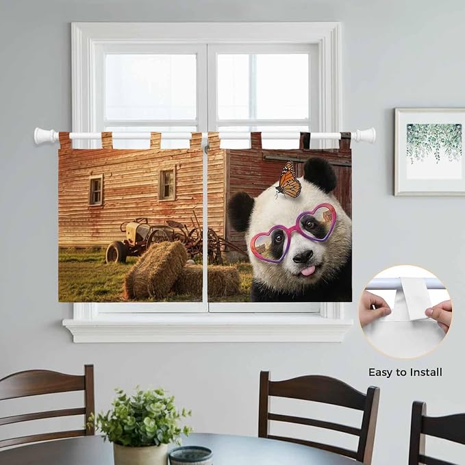 Farm Panda Kitchen Curtains 36 Inch Length, Small Window Curtains Tab Top - Image 4