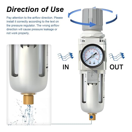 AIRZOE 3/8" NPT Air Filter Regulator Combo Piggyback, 5 Micron Brass Element - Image 4