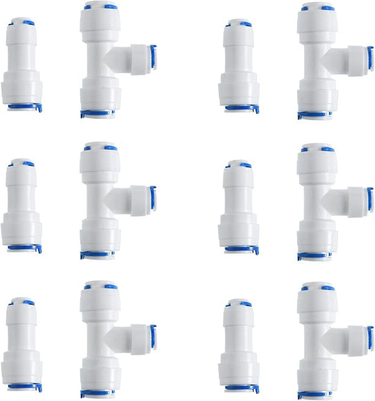 3/8-inch x 1/4-inch 6 pcs T and 6 pcs I Tube Quick Push in Connector by JBTOZIUY