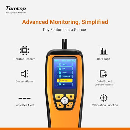 Temtop Air Quality Monitor CO2 Detector Professional Carbon Dioxide PM2.5 PM10 - Image 5