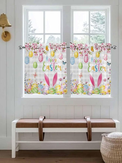 Happy Easter Half Window Curtain 36 Inches Long, Spring Watercolor Bunny Eggs - Image 4