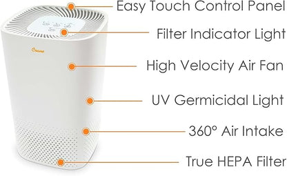 Crane Air Purifier with True HEPA Filter, UV Light, 250 Sq Feet Coverage - Image 2