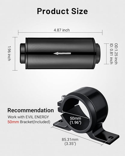 EVIL ENERGY Inline Fuel Filter 10 Micron - Image 2