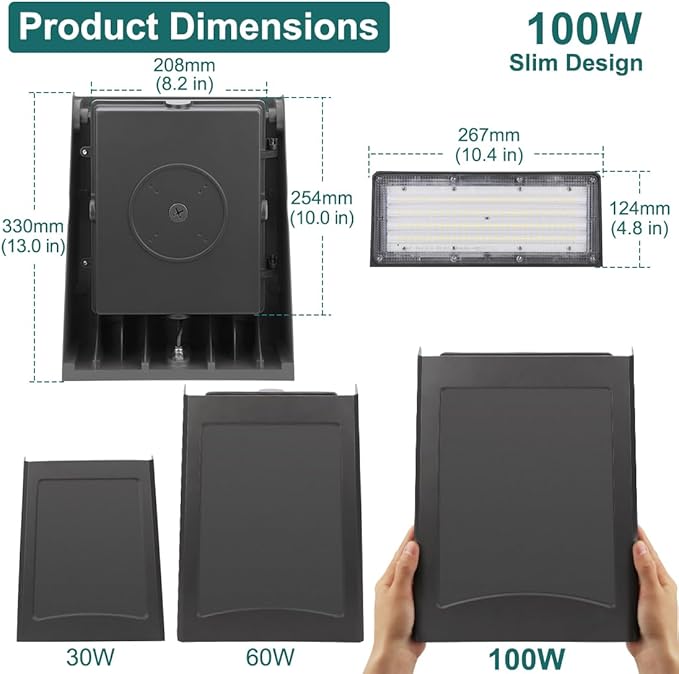 kadision 100W LED Wall Pack Light with Dusk-to-Dawn Photocell, 0-90° Adjustable Full Cutoff Outdoor Wall Light for House Yard Garage, 13000lm 5000K Daylight 100-277V ETL Listed