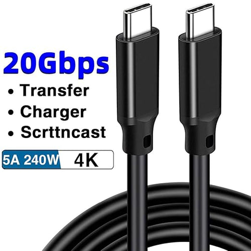 240W USB 3.2 Gen 2X2 Display Monitor Link Data Transfer Video Cable for Lepow Z1 15.6 In, InnoView, ASUS ZenScreen, KYY, Cocopar, Arzopa, AOC, ViewSonic Portable Monitor HDR Outputt Charger Power Cord