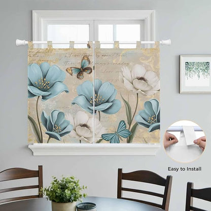 Spring Flowers Bedroom Curtains 63 Inch Length, Window Curtains Tab Top - Image 4