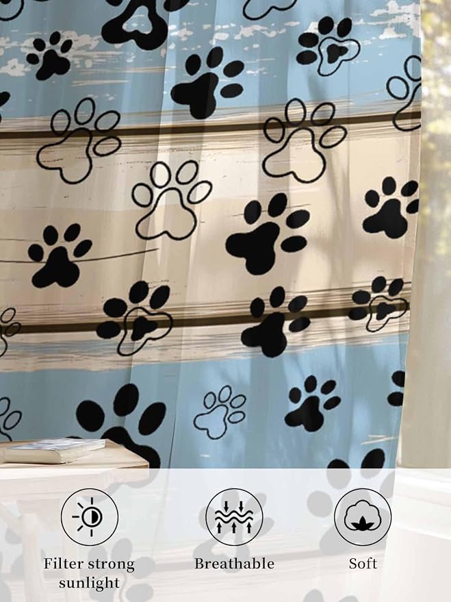 Sheer Curtains 54 Inch Length, Vintage Farmhouse Rustic Wooden Grain Privacy - Image 6