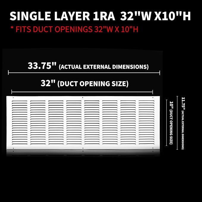 32 x 10 Vent Cover, Air Return Vent Cover, Flat Vent Cover, Rejillas De Aire - Image 2