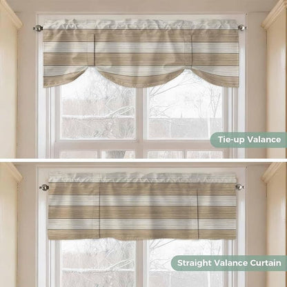 Brown Ombre Wooden Tie Up Valance Curtains - Image 5