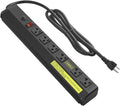 JUNNUJ Heavy Duty Metal Power Strip 20 Amp, High Amp Surge Protector 6 Outlet, 20A Power Strips Workshop Industrial Outlets Wide Spaced 6-20R T-Slot with Circuit Breaker, 12 Gauge Extension Cord 10ft