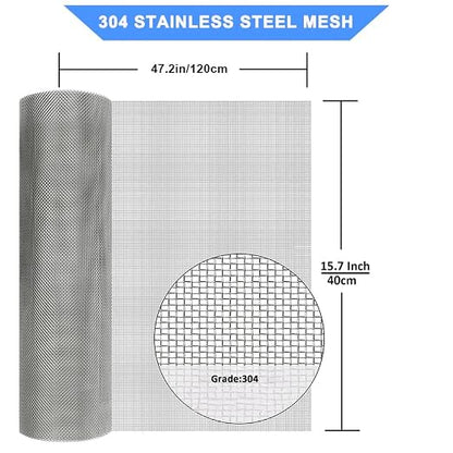 304 Stainless Steel Mesh Screen#80Mesh -Size:15.7"x47.2", - Image 2