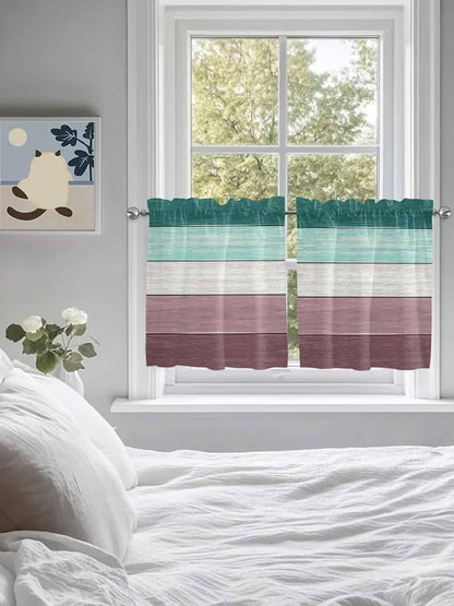 Retro Farm Woodcuts Texture Window Valance Curtains, 2 Panel - Image 2