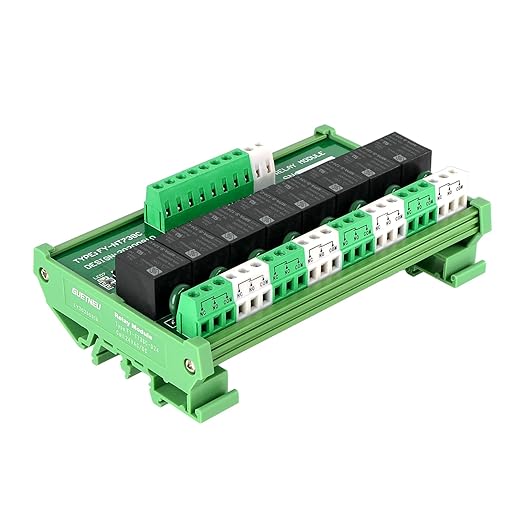 GUETNEU Relay Board, 8 Channel 1 SPDT DIN Rail Mount 24V DC/AC Relay, Interface Board