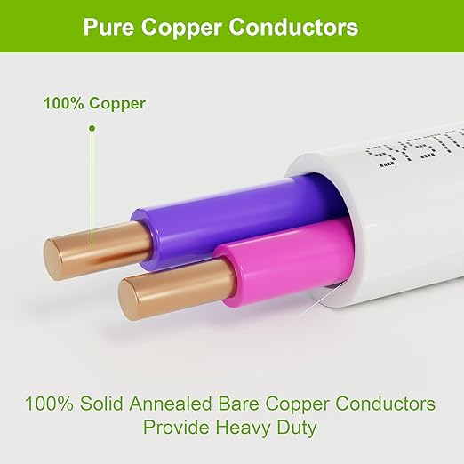 Syston Cable Technology 18/2 LED Lighting Dimmer Dimming Luminaire Control Wire Cable,18 AWG 2 Conductors Solid Bare Copper Unshielded Plenum Rated CMP CL3P FT6, for Ballast Wiring and Connection