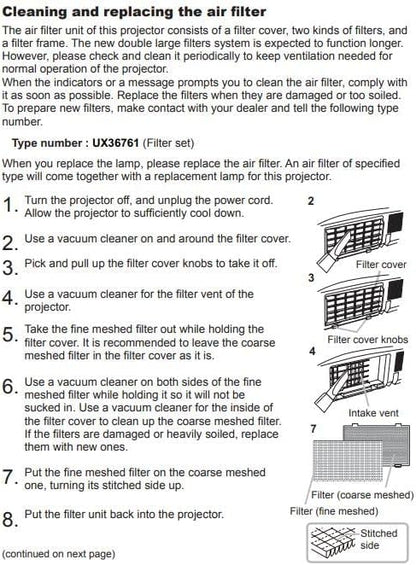 AWO UX36761 Replacement Projector Air Filter - Image 5