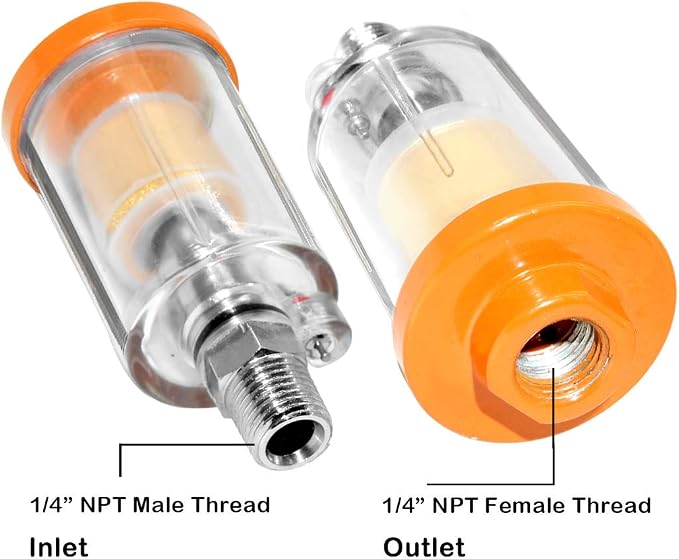beduan Water Oil Separator Filter, 1/4" NPT Male and Female Thread Spray Gun - Image 4