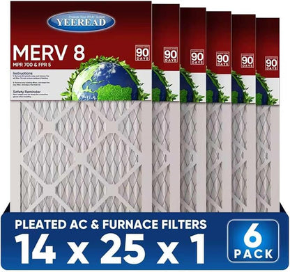 14x25x1 MERV 8 Air Filters 6-Pack, Actual Size 13.7" x 24.7" x 0.75" – - Image 3