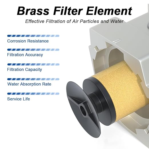 AIRZOE 3/8" NPT Compressed Air Filter Regulator Lubricator Combo, Air - Image 5