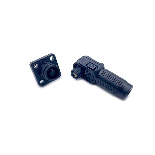 300A Battery Energy Storage Connector, 95mm² High Current Connectors IP67 Waterproof Stud Wiring Power Adapter Quick Plug Terminal Right Angle Plug and Socket (1500V Black)