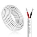 DEKIEVALE 16 Gauge 2 Conductor Electrical Wire, 32.8FT White Stranded Low Voltage 16/2 Cable PVC Case, 16 AWG Tinned Copper 2 Wire Extension Power Cable for LED Lamp Lighting, Automotive