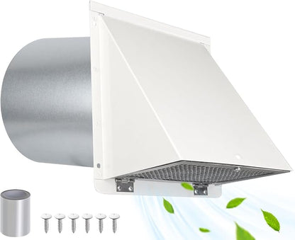 8 Inch Hooded Wall Vent with Screen and Damper, Outdoor Wall Exhaust Vent Cover - Image 9