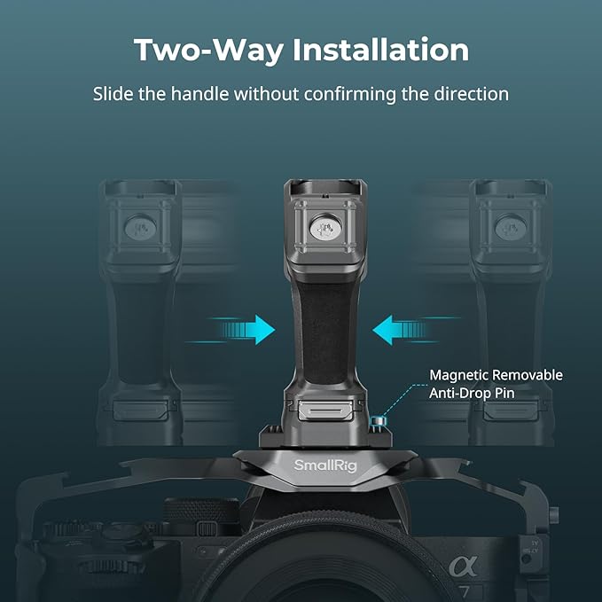 SmallRig Quick Release Top Handle with Quick Release Slider, Two-Way Smooth Installation, Ergonomic Design, 15kg Max. Load, Built-in Multiple Mounting Points, HawkLock H21-4483