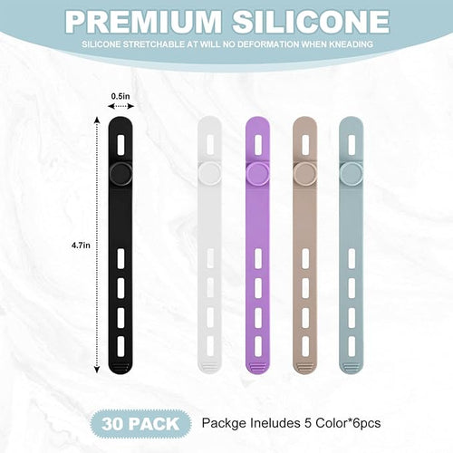 30 Pcs Cable Ties ，Silicone Cable Ties, Reusable Cord Organizer for Charger Cables, Hair Dryer, Home & Office, Flexible Cord Wraps for Electrical Wires (30 Pcs Cord Organizer)