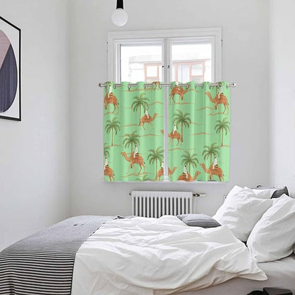 2 Panel Kitchen Cafe Curtains, Desert Camels Sunlight Filtering Nature Air - Image 4