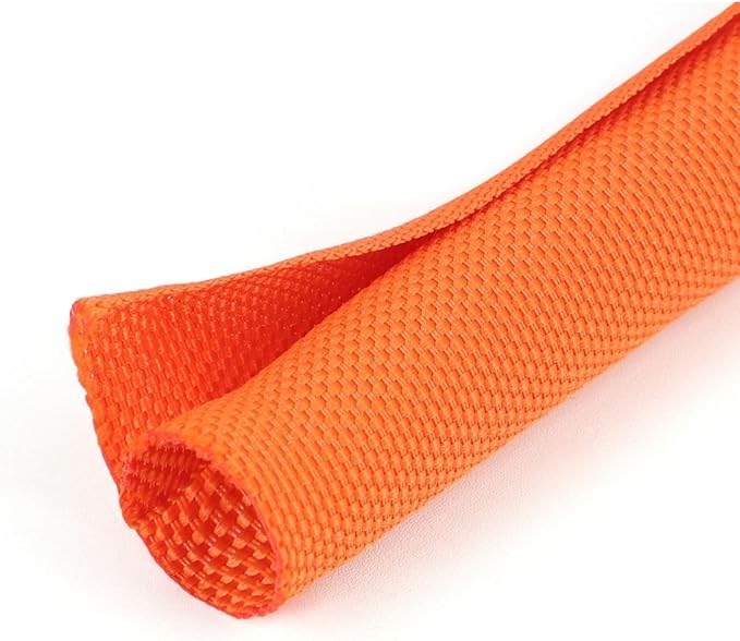 HOLED 1 inch Split Braided Cable Management Sleeve for USB Cable Power Cord Audio Video Cable, Wire Loom Cord Protector from Cat Dog Chewing (Orange, 25FT)