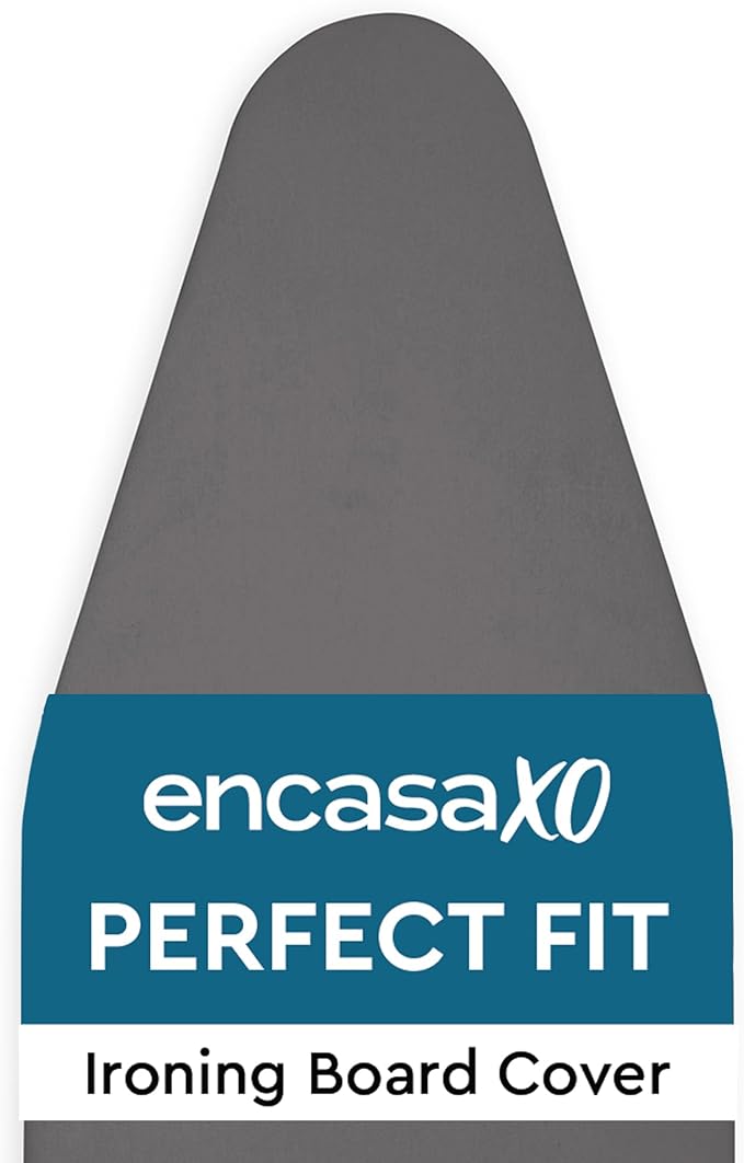 Encasa XO Ironing Board Cover and Pad 49"x18" - 4mm Felt Wide Iron Board Cover with Padding - Heat Resistant, Stain-Safe Dye, Non Slip Elastic Bungee Cord Tightening Iron Table Cover Grey