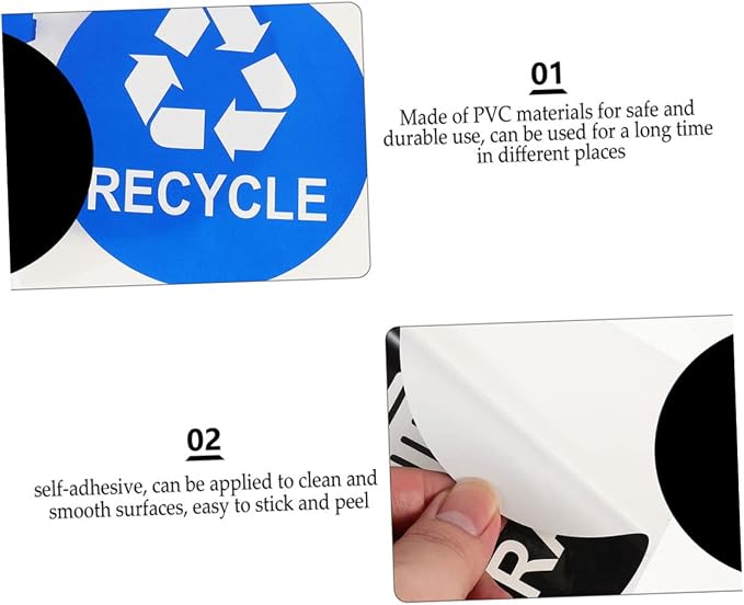TEHAUX 8pcs Garbage Bin Sticker Waste Sorting Recycling Labels PVC Trash Can - Image 4