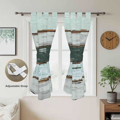 Blue Teal Bathroom Curtains 63 Inch Length, Window Curtains Tab Top, Vintage - Image 5
