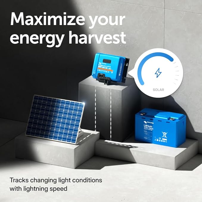 Victron Energy SmartSolar MPPT MC4 Compatible Solar Charge Controller (Bluetooth) - Charge Controllers for Solar Panels - 250V, 60 amp, 12/24/36/48-Volt