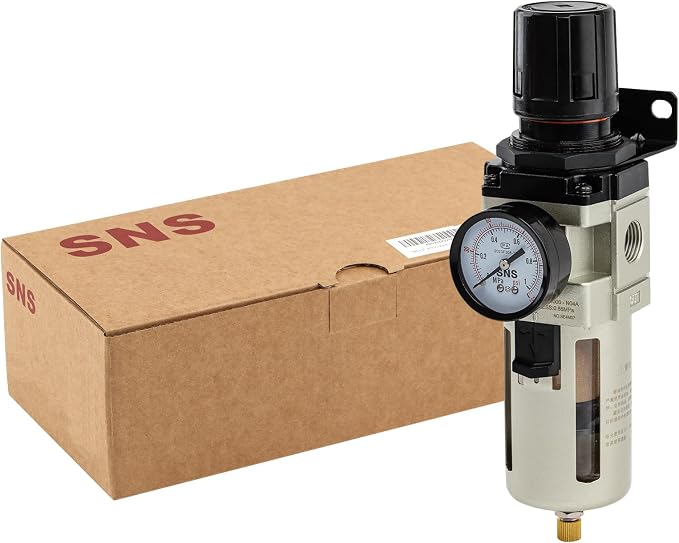 SNS 1/2”NPT Compressed Air Filter Regulator Piggyback Combo, Semi-auto Drain - Image 5