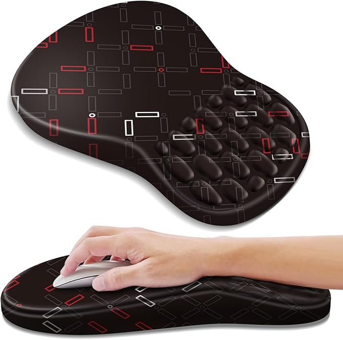 YIWEI Ergonomic Mouse Pad with Wrist Rest - Comfortable Office Mousepad with Memory Foam Wrist Support for Carpal Tunnel Relief, Mouse Pads with Non-Slip Base for Gaming and Home (Black-1)