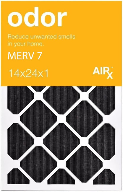 AIRX FILTERS WICKED CLEAN AIR. ODOR 14x24x1 MERV 7 Carbon Pleated Air Filter by AIRXFILTERSWICKEDCLEANAIR