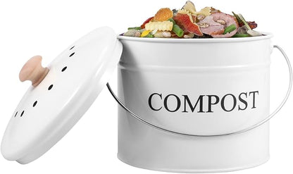 Kitchen Compost Bin 0.8 Gallon Metal Countertop Compost Bin by HJJWNDDNG