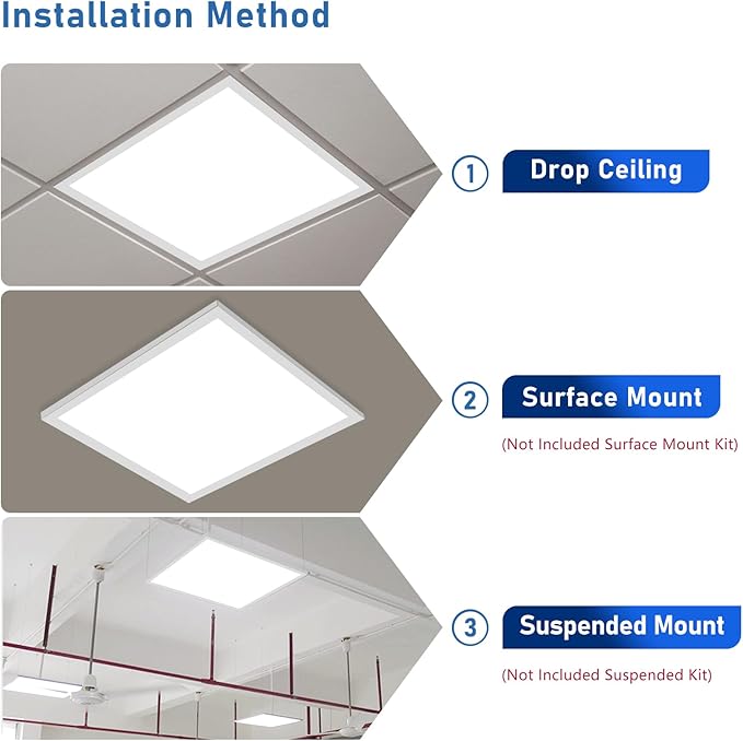 CycevSun 2x2 LED Drop Ceiling Lights Flat Panel Fixture, 0-10V Dimmable, 3000K 4000K 5000K Switchable, 20/30/40W Selectable, 120-277V, ETL Listed, 24 Pack