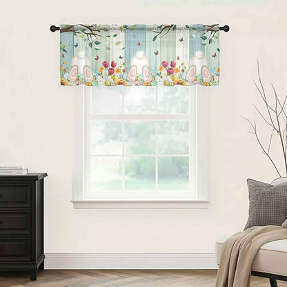 Easter Sheer Valances for Windows 42"x18", Light Filtering Kitchen Curtains - Image 9
