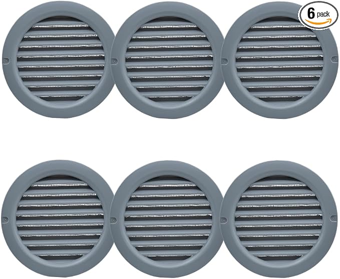 VENTS-US - 4" Round Plastic Vent Cover in Slate Grey - Compatible with a 4 Inch by VENTS-US