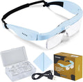 YOCTOSUN Magnifying Glass with Light, Magnifying Glasses with 5 Lenses 0.75X-4.0X and 3 LED Lights, Rechargeable Magnifier Headset, Hands Free Head Magnifying Glass for Close Work Hobby Crafts Jewelry