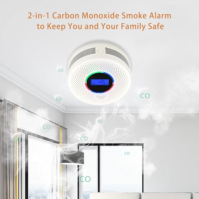 10-Year Battery Wireless Interconnected Smoke and Carbon Monoxide Detector, Smart Interlink Smoke CO Alarm with Digital Display, Fire and CO Combo Alarm for Home (4 Pack)