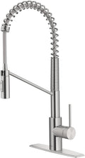KRAUS Oletto Commercial Style Single Handle Pull Down Kitchen Faucet with QuickDock Top Mount Installation Assembly in Spot Free Stainless Steel, KPF-2631SFS