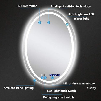 Oval LED Bathroom Mirror Wall Makeup Mirrors Shaving Mirror - Image 3
